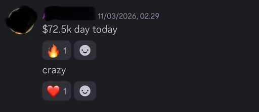 Client message: $72.5k day today