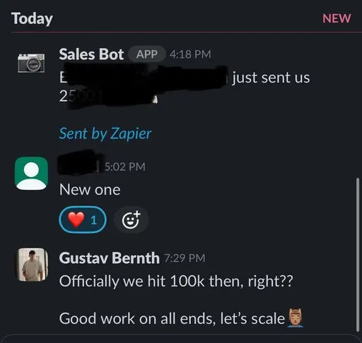 Slack thread: officially hit 100k, let's scale